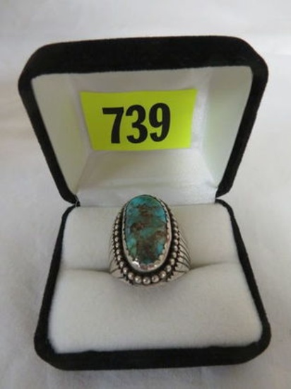 Men's Sterling Silver and Turquoise Ring