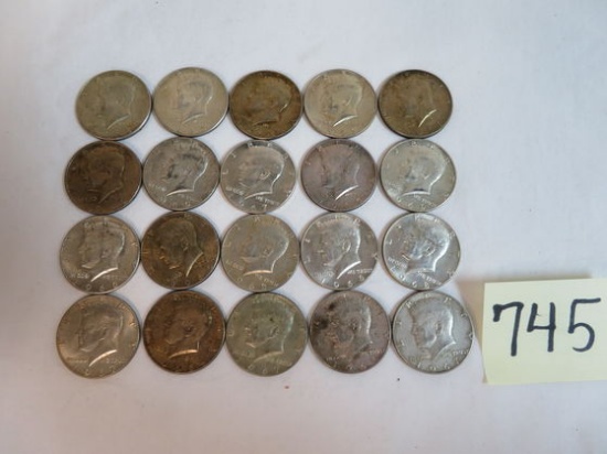 Lot of (20) Kennedy Half Dollars, 40% Silver 1965-1969