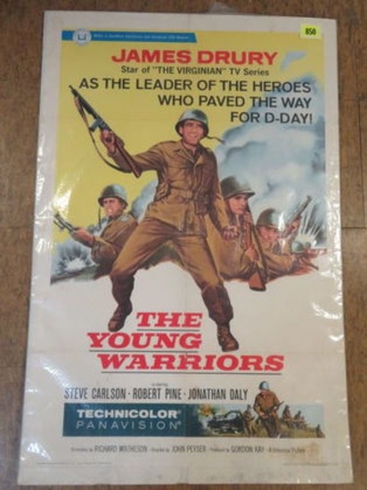 Original 1962 "The Young Warriors" Starring James Drury 1 SH Movie Poster, WWII Military Film