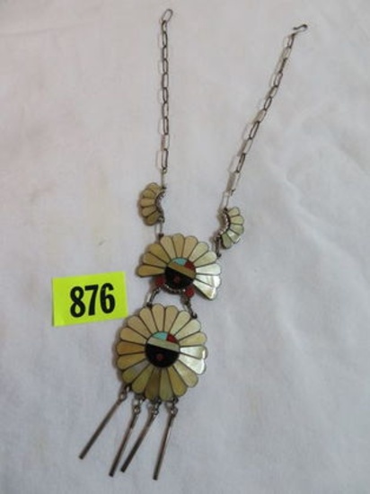 Beautiful Zuni Tribe Sterling Silver Necklace