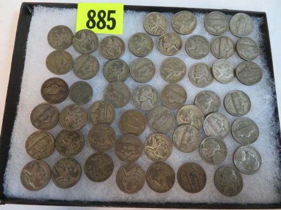 Lot of (50) Silver Wartime Nickles (1942-1945)