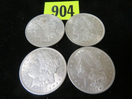 Group of (4) 1921 Morgan Silver Dollars
