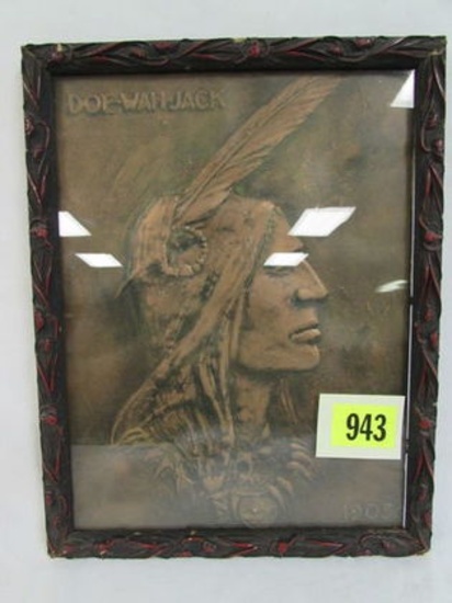 Rare 1905 Dowagiac Michigan Pressed Copper Indian Chief Doe Wah Jack