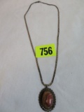 Beautiful Jasper Stone and Sterling Silver Necklace