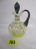 Fenton Topaz Hand Painted Cruet, Artist Signed