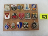 Grouping of (15) US Military Unit Enameled Insignia Lapel Pins