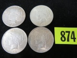 Group of (4) Peace Silver Dollars