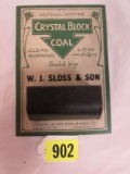 Rare Antique Crystal Block Coal Tin Advertising Math Holder/ Sign