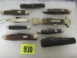 Lot (9) Vintage Folding Knives Camillus, Schrade, Gerber, Etc