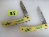 (2) Vintage Case XX John Deere 150th Anniv. Sod Buster Folding Knives