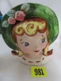 Vintage 1956 Relpo Porcelain Head Vase Wall Pocket 