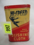 Vintage Hi-Speed Automobile Polishing Cloth Metal Tin, Nice Graphics