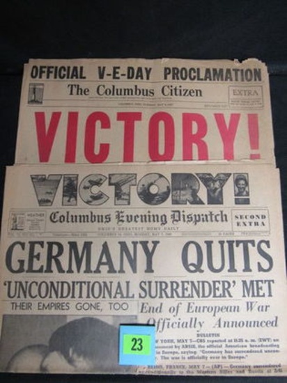 Ww Ii Era Victory Newspapers Lot Of (2)