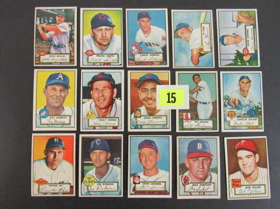 Lot (15 Diff) 1952 Topps Baseball Cards