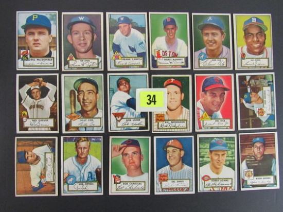 Lot (18 Diff) 1952 Topps Baseball Cards