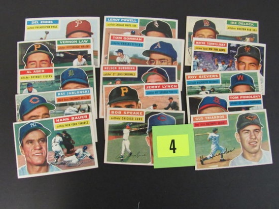 High Grade Lot (15 Diff) 1956 Topps Baseball Cards