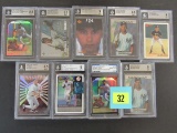 Lot (9) Derek Jeter Rookie & Insert Cards. All Graded