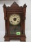 Antique Victorian Gilbert Black Walnut Mantle Clock