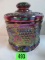 Fenton Ruby Carnival Glass Grape and Cable Tobacco Jar