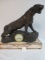 Signed T. Cartier, Rare French Panther Clock Sulpture on Marble Base