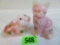 Lot of (2) Fenton Rosaline Hand Painted Animals, Inc. Cat and Pig