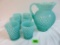 Beautiful Fenton Turquoise? Opalescent Hobnail 7 Pc. Water Set