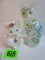 Lot of (2) Fenton Hand Painted Irridized Animals Inc. Cat and Bear
