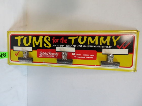 Vintage 1950s Tums for the Tummy Metal Sign