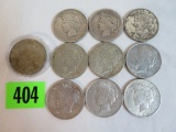 Lot of (10) US 1922 Silver Peace Dollars