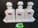 Rare Fenton Milk Glass Perfume Bottle Set with Tray