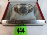 Bulova Accutron 218 Stainless Steel Wrist Watch w/ Original Box