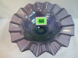Fenton Purple Stretch Carnival Glass Leaf Bowl