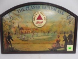 Vintage Bass & Co Pale Ale Wooden Advertising Sign w/ Great Baseball Image