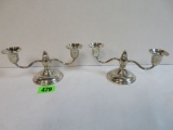 Pair of Sterling Silver Double Candlesticks