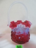 Fenton Cranberry Opalescent Poppy Basket