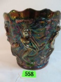 Rare Fenton Amethyst Carnival Glass Mermaid Vase