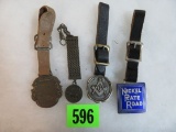 Lot of (4) Vintage Watch Fobs Inc. Winchester, Nickel Rate Road, Masonic and Hound Dog