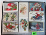 Lot of (8) Antique Christmas Santa Claus Postcards