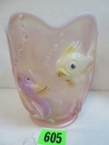 Fenton Pink Opalescent Hand Painted Atlantis Vase