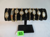 Grouping of (9) Vintage Ladies Wrist Watches Inc. Bulova, Elgin +