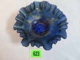 Fenton Blue Carnival Glass Persian Medallion 8