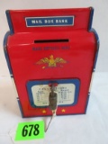 Vintage Ohio Art Tin Litho Mail Box Bank