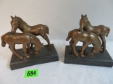 Vintage Pair of Cast Metal Horse Bookends