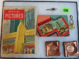Case Lot of 1930's Worlds Fair Souvineer Items Inc. Copper Ashtrays, Tie Clip and More
