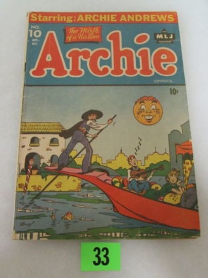Archie Comics #10 (1944) Rare Early Golden Age Issue Mlj