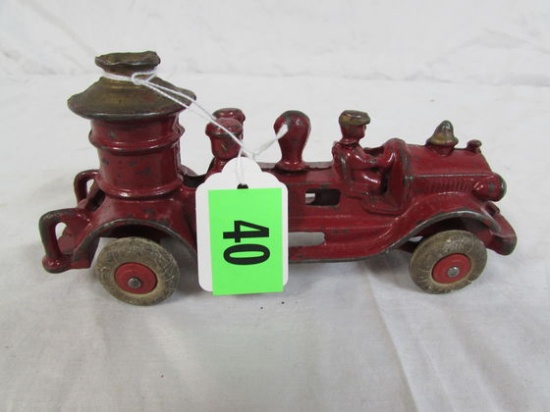 Antique Original Hubley 7" Cast Iron Fire Pumper Truck