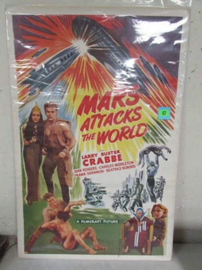 Original 1950 Flash Gordon Mars Attacks The World 1sh Movie Poster