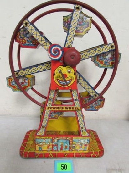 Antique J. Chein 17" Tin Wind-up Ferris Wheel
