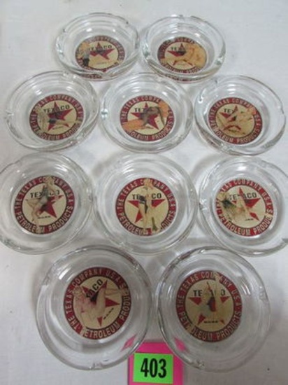 Rare Full Set (10) Antique 1940's Texaco Service Station Pin-up Girl Ashtrays