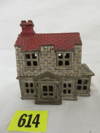 Antique A. C. Williams Cast Iron Colonial House with Porch Still Bank